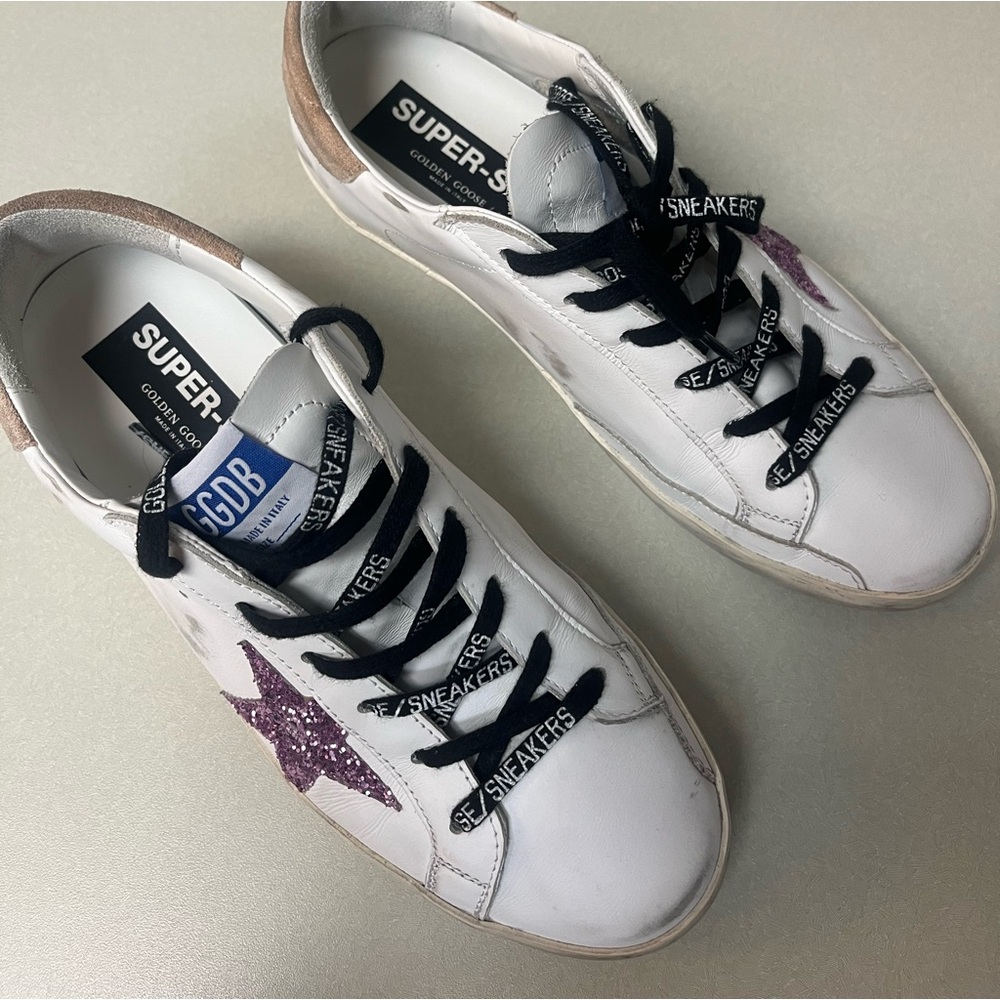 Golden Goose Glitter Star Distressed Sneakers
